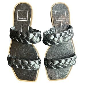 Dolce Vita Stella Silver gun metal Metallic Indy double braided Sandals size 6